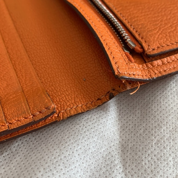 Hermès Bearn Soufflet Wallet Orange Epsom Leather Vintage FAIR CONDITION - Picture 13 of 15